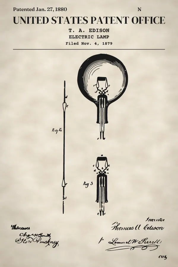 Edison incandescent lamp print