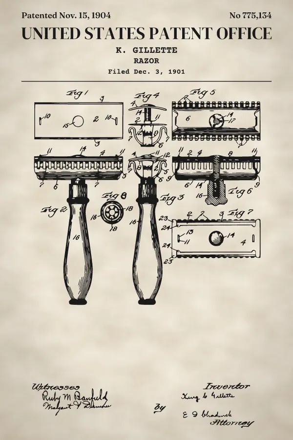 Safety razor patent print