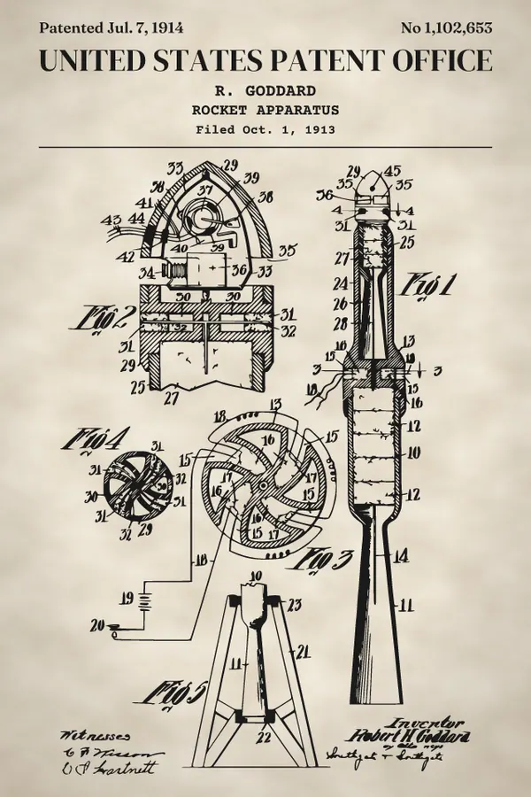 Goddard liquid-fuel rocket print