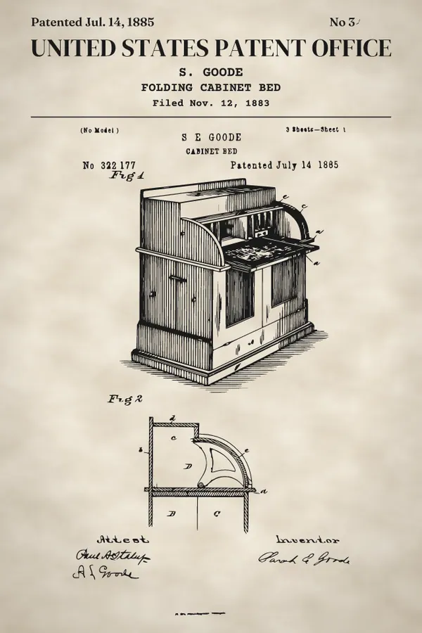 Goode folding cabinet bed print