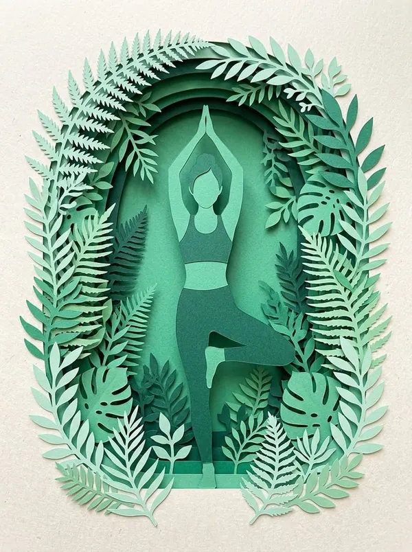 Tree Pose Among Ferns print