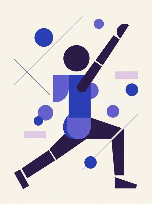 Lunge, Composition in Indigo print