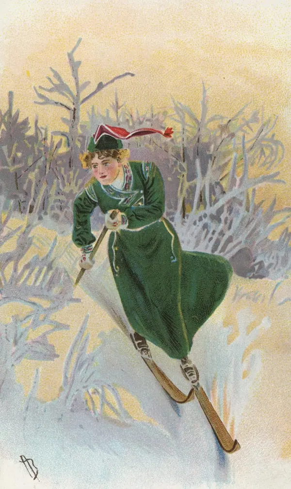 Woman Skiing Downhill print