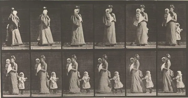 Woman Walking with Children print