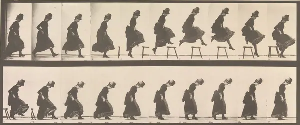 Woman Jumping over a Stool print
