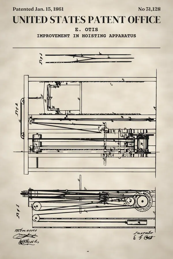 Safety elevator patent print