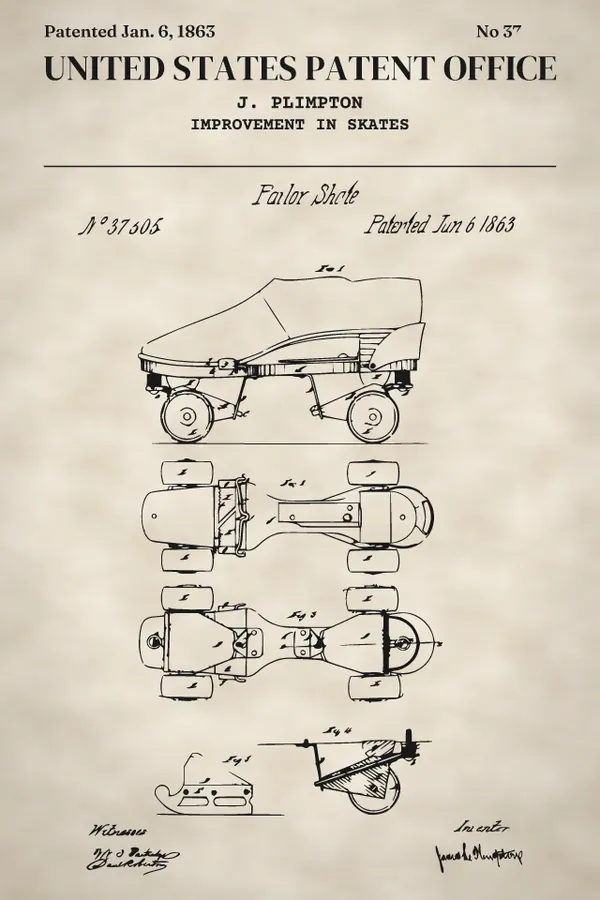 Plimpton quad roller skate print