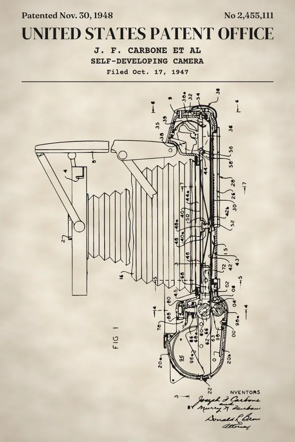 Instant camera patent print