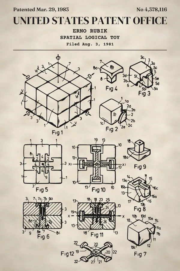 Twisting cube puzzle patent print