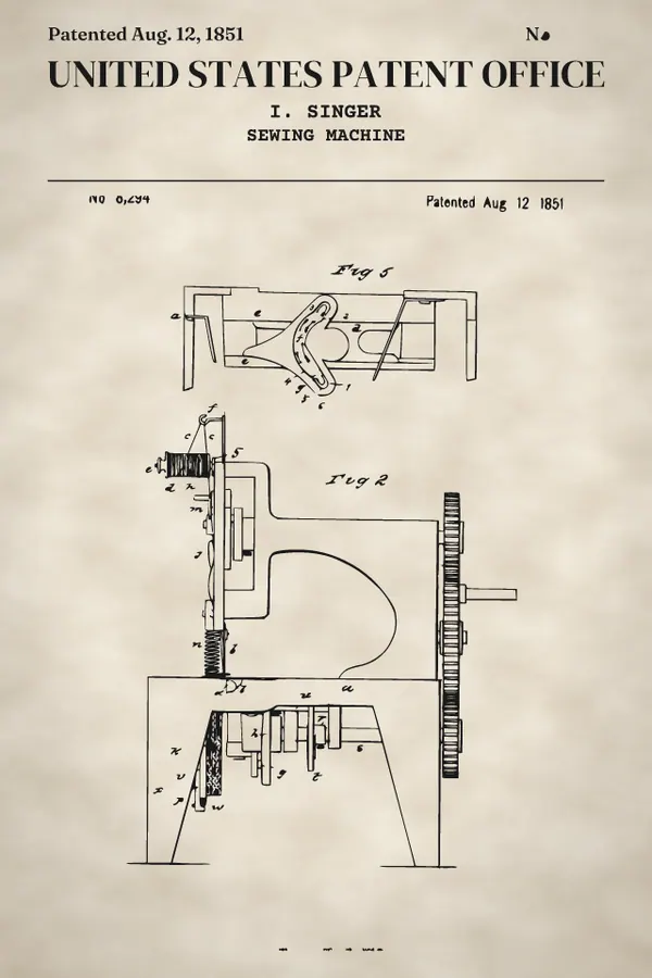 Home sewing machine patent print