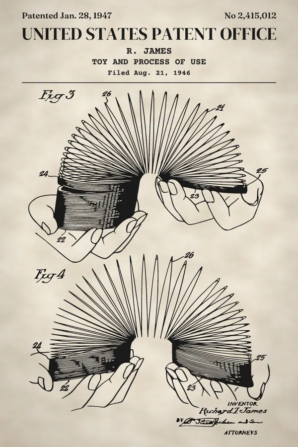 Walking spring toy patent print