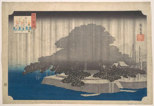 Night Rain at Karasaki print