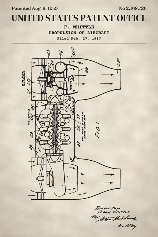 Whittle jet engine print