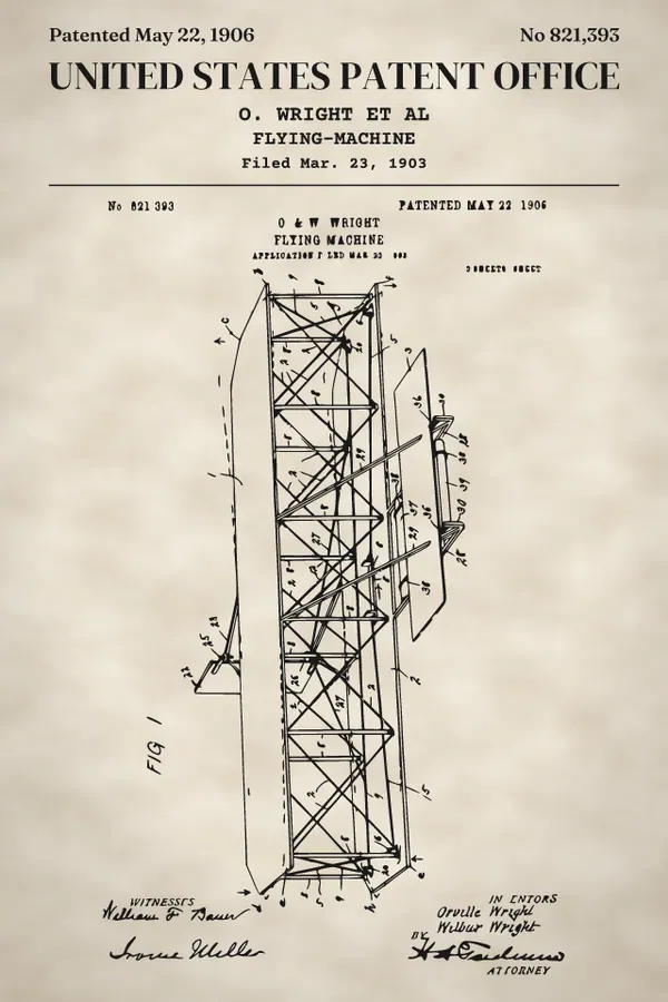 Wright Brothers flying machine print