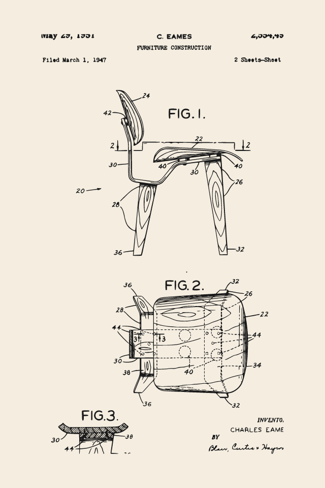 Eames LCW plywood chair print
