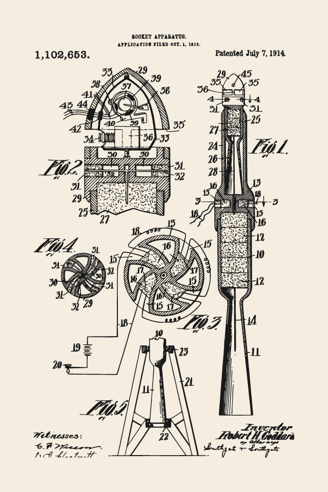 Goddard liquid-fuel rocket print
