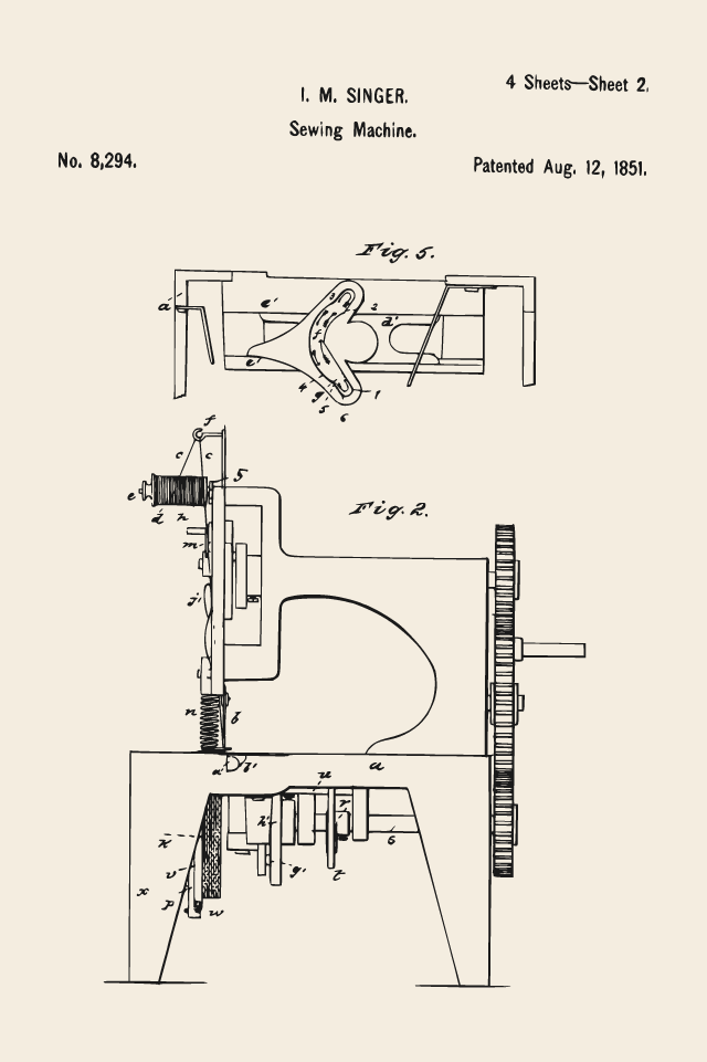 Singer sewing machine print