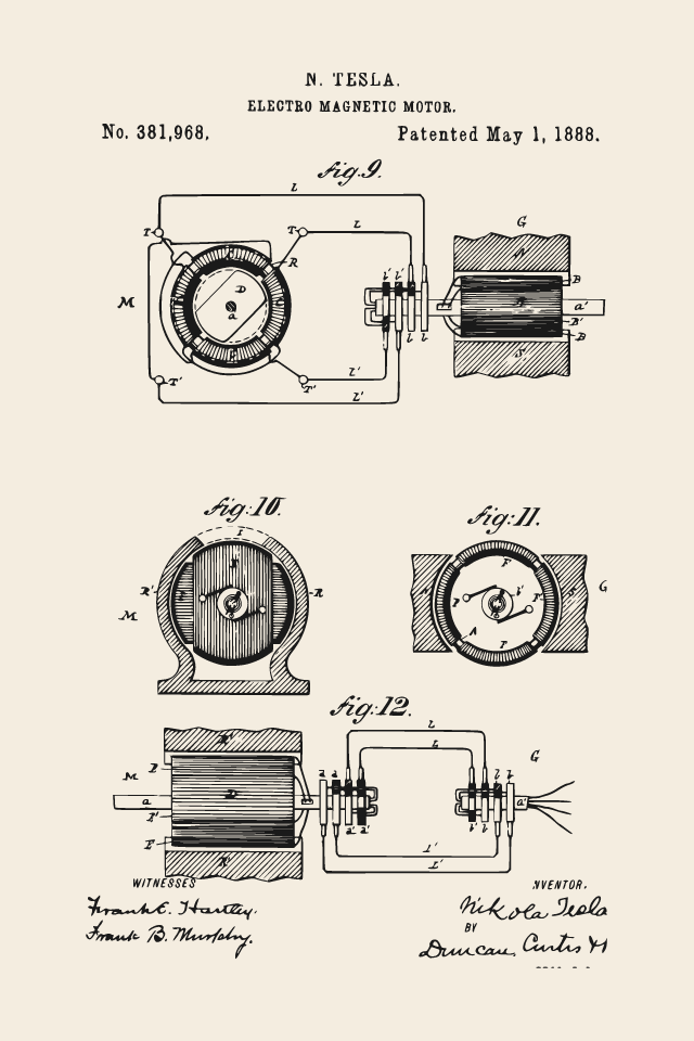 Tesla AC motor print