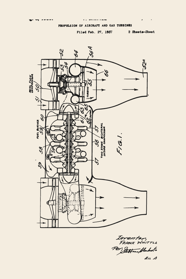 Whittle jet engine print