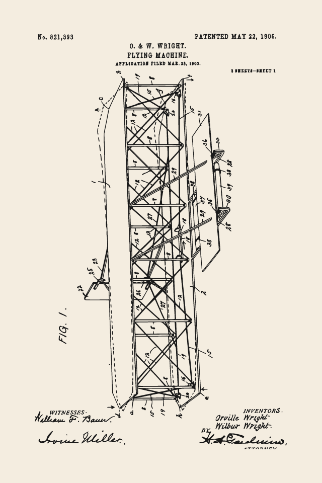 Wright Brothers flying machine print